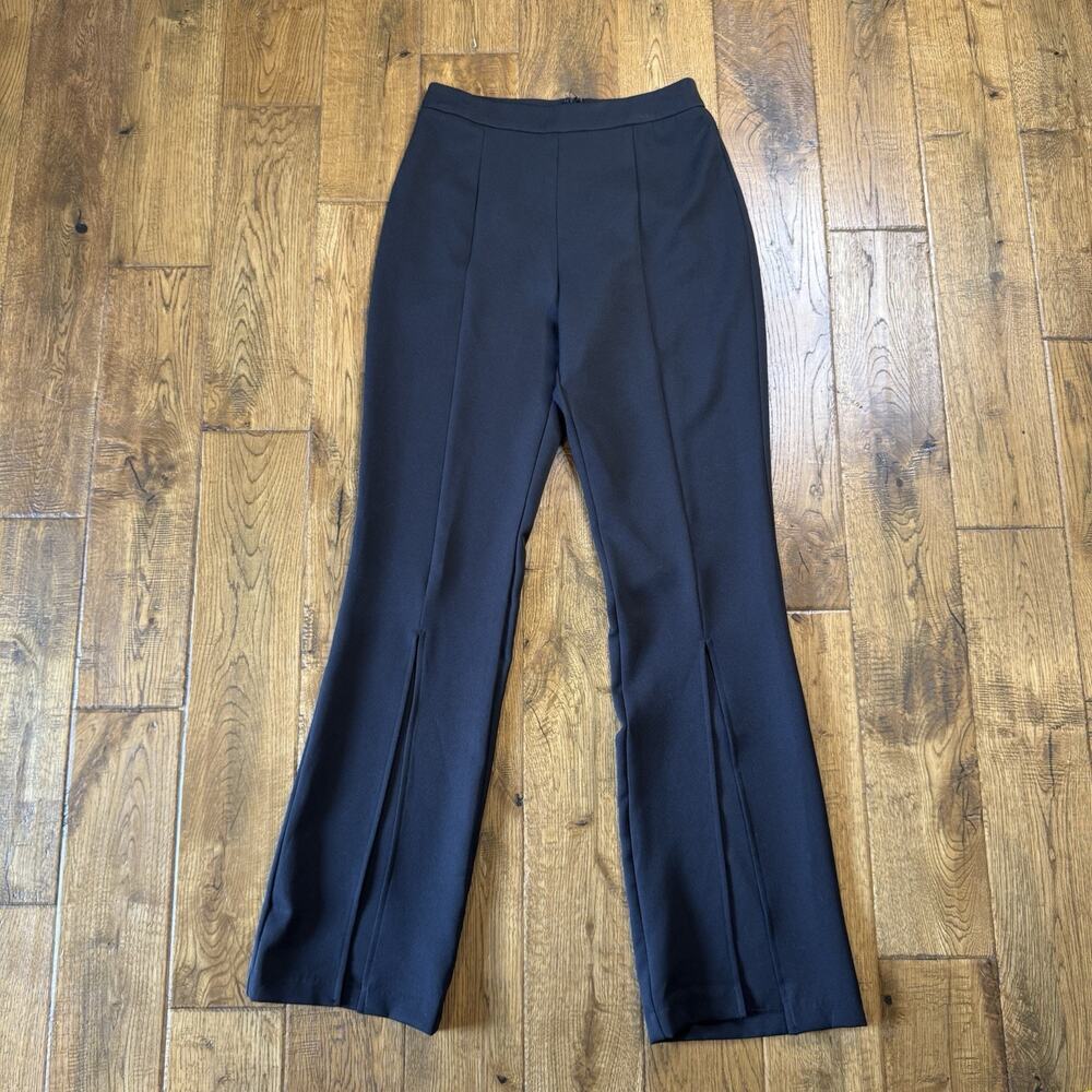 DO+BE Boutique Black Pleated High Rise Split Hem Pants Womens Size S Inseam 31"